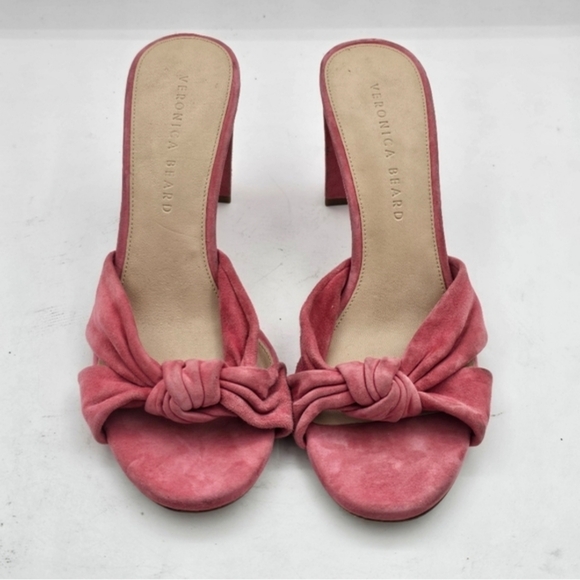 Veronica Beard Women’s Ganita Knot-Front Slides Size 9 Pink Suede Sandals - Picture 4 of 13